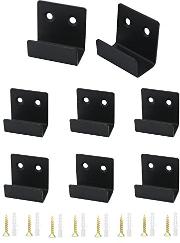 QWORK® 8 Pezzi Ganci Muro per Piastrelle in Ceramica, Staffe a U in Acciaio Inox per Contenere Cornici, Piastrelle in Ceramica e Specchi da Parete, Nero, Larghezza Interna 20 mm