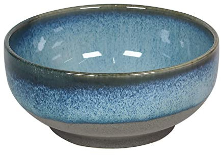 Salatschüssel Keramik Gross,GRABADO Porzellan Schalen Groß XXL 1700 ml,Schale Deko,Suppenschalen,Servierschüssel,Camping Salatschüssel 20,5 cm-Spülmaschinengeeignet und Mikrowellenfest(Gletscherblau)