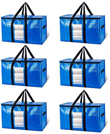 TAILI Große umzugstaschen mit Reißverschluss, 6 PCS aufbewahrungstasche für bettdecken mit Griffe & Deckel für Umzug,Bettdecken,Kleidung,Reisen,Bettzeug