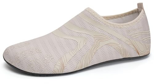 IceUnicorn Badeschuhe Damen Strandschuhe Herren Barfuss Socken Schwimmschuhe Aquaschuhe Wasser leich(342Beige,42/43EU)