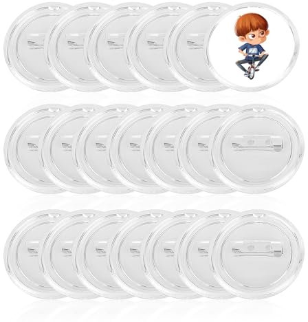20 Acryl-Anstecker, Durchsichtige Knopfnadeln, Leere Anstecker, Transparente Broschen, Runde Anstecknadeln, Leeres Rundes Set, Personalisierte Anstecker Für DIY-Bastelarbeiten (37 Mm)