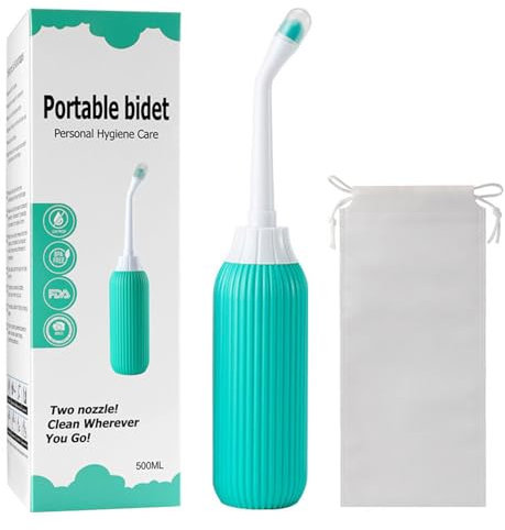 Po Dusche Tragbares Bidet für Toilette Portable Bidet 500ML Peri Flasche Reise Bidet Flaschen mit Doppeldüse Intimdusche Wochenbett Vaginaldusche für Persönliche Hygiene,Grün