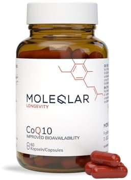 MoleQlar Coenzym Q10 Kapseln 60 Stück - Bioidentisches Ubiquinon aus Fermentation - Markenrohstoff Q10Vital - Monatsvorrat (30 Portionen) - laborgeprüft in DE
