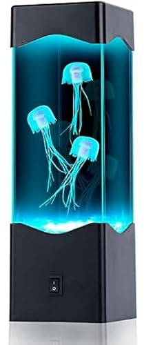 Lámpara de lava de medusas LED, Regulable, Acuario LED Tank Mood Lamp, Medusas Acuario, Regalos Redondos para Niños y Adultos, Decoración para el Hogar y Oficina (Negro)