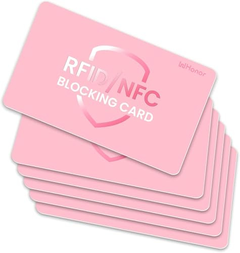 GUANGDAOVOD RFID Blocking Card 6 Pack, One Card Protects Entire Wallet/Purse, Debit Credit Card Protector, Anti-Theft Contactless NFC Blocker (Pink, 6 Pack)