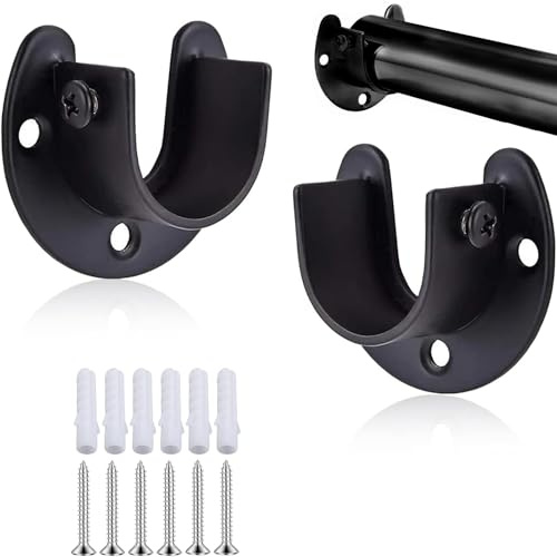 MejaRizon 25mm Kleiderstangen Halterung(19-32mm), 2 Stück U-Form Edelstahl Stangenhalter, Verstellbar Stangenhalterung, kleiderstangenhalter Geeignet für Kleiderschrank, Schrank, Balkon,Badezimmer