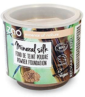 Zao Refill Mineral Silk 501 Ricarica per Trucco Polvere/Trucco Minerale (Bio, Vegano), Avorio Beige & Albicocca Chiaro, 111501