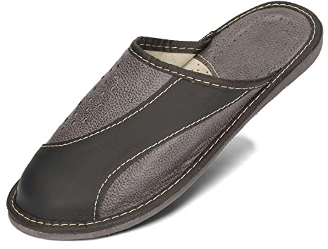 BeComfy Pantofole da Uomo Pantofole in Pelle Naturale 40-46 EU