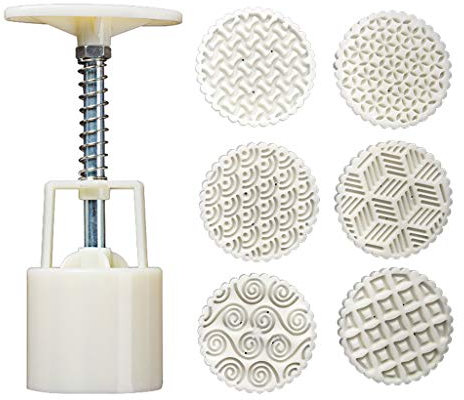 Yblings 63 g Mooncake molde 6 sellos geométricos cortador de galletas prensa manual pastel de frijol verde