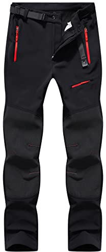 BenBoy Damen Wanderhose Wasserdicht Skihose Softshellhose Winddicht Outdoorhose Winter Warm Gefüttert Trekkinghose Snowboardhose KZ11032W-Black-L