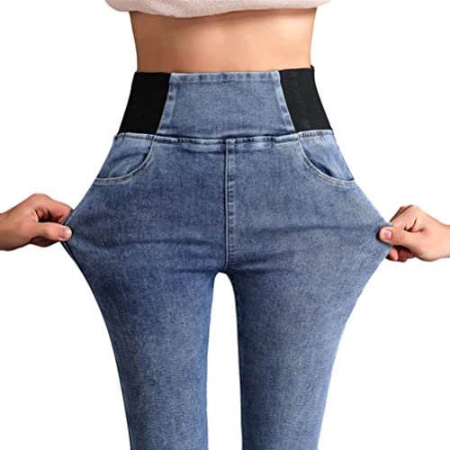 Onsoyours Leggings Damen Skinny Jeans High Waist Jogginghose Deinm Stretch Hose mit Taschen Pants Fitnesshose Yogahose Streetwear A Blau M, XY220905LJT-DE09-A-BLU-M