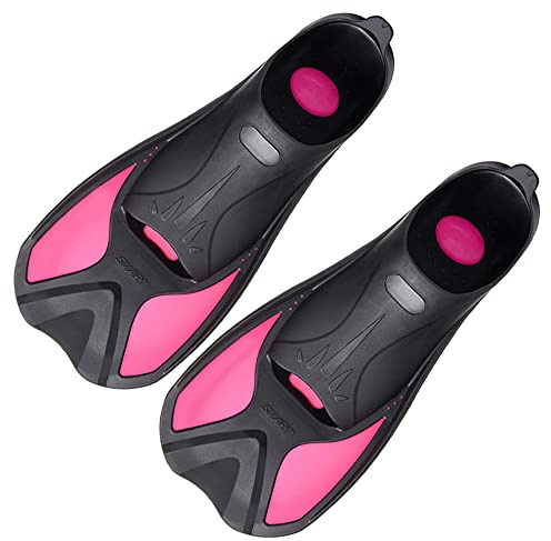 ENEN Palmes Natation, Palmes de plongée Courtes Palmes de Natation Souples Silicone pour la Plongée, Snorkeling et la Natation, pour Enfants Adultes (S(38-39 Yards),Rose)