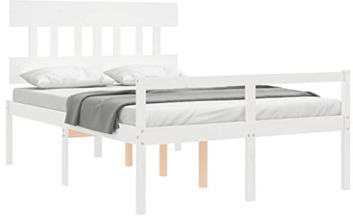 vidaXL Letto per Anziani con Testiera Bianco 140x190 cm Legno Massello