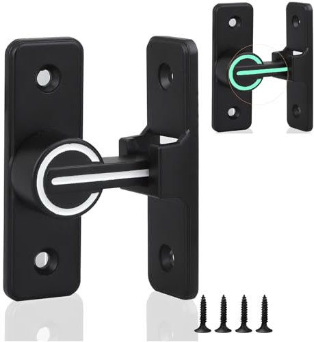 90 Degree Barn Door Lock Heavy Duty Luminous Sliding Door Latch, Barn Gate Locks Black Safety Barn Door Lock for Bedroom Bathroom Office(Screws Included)