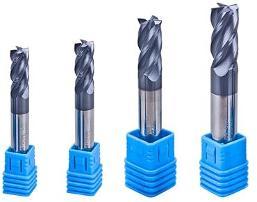 DelitonGude 4,0 mm 5,0 mm 6,0 mm 8,0 mm carburo de tungsteno juego de fresa de extremo cuadrado CNC 4 Fultes adecuado para aceros endurecidos de aleación de metal (4/5/6/8set)