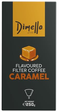 Dimello Caramel Flavoured Filter Coffee, Ground Coffee 250g - Exquisite Filter Blend with Central & South American Beans, Perfect for Cafetiere & Filter Machines