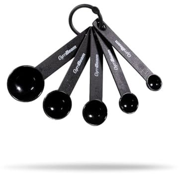 GymBeam Set di Misurini da Cucina, Misurini da 1,25 ml, 2,5 ml, 7,5 ml e 15 ml, Misurini in Polipropilene Resistenti, Ideali per Polveri e Integratori, Colore Nero con Logo GymBeam