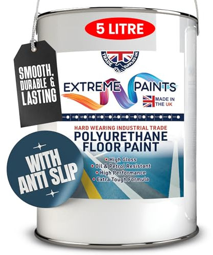 TRADE SUPPLIES UK - Extreme Polyurethane Anti-Slip Floor Paint - Non-Slip Floor Coating for Concrete & Wooden Surfaces - MID GREY, 5L