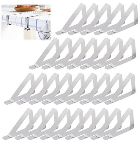 Zuahaly Set de 30 Pinzas para Mantel de Acero Inoxidable – Pinzas duraderas para Interior y Exterior, Ideales para picnics, Fiestas, Bodas, cenas y Eventos Especiales，sujeta manteles de Mesa