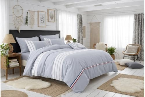 BOSALONI HOME - Juego de cama de matrimonio de 4 piezas – Funda nórdica 220 × 230, sábana 160 × 200 + 35 cm, 2 fundas de almohada 50 × 80 cm – Elegancia moderna, tejido suave, fácil de lavar – Grafito