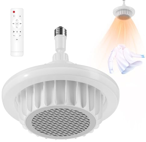 Heater Fan Light - 24.5x24.7cm Ceiling LED Fan Light, Flexible Placement | Bathroom Heat Lamp with Remote Control, Efficient LED Ceiling Heater for Home Comfort Bedroom Living Room