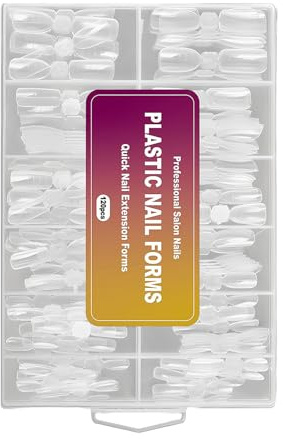Moldes Para Uñas | 120 Piezas De Moldes De Tips Semidescubiertos | 12 Tamaños, Plantillas Artificiales Transparentes Reutilizables Para Diseño De Manicura En Casa O Salón De Belleza | para Diseño de B