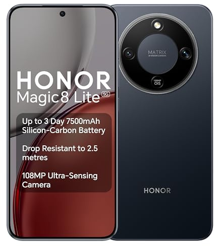 Honor Magic8 Lite 5G Smartphone, 512GB Speicher, 8GB RAM, Midnight Black (5109BYRB)