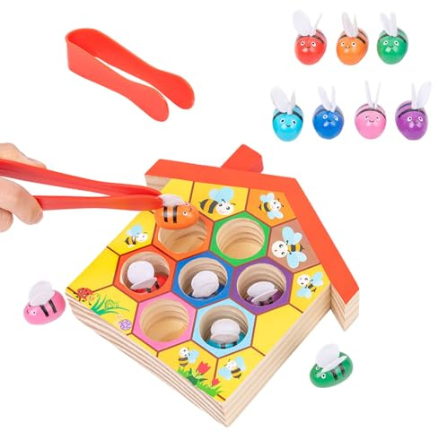 Jeu D’Association De Ruche D’Abeilles - Jouet D’Abeille À Ruche en Bois | Jeu De Clips De Reconnaissance des Couleurs | Éducation Précoce Motricité Fine Puzzle pour Tout-Petits 3 Ans Et Plu