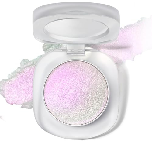BelleFlair Tavolozza di Ombretti Olografici con Ombra Duocromatica Glitterata, Highlighter Cremoso Lunga Durata per Trucco Occhi, Ombretto Luminoso Metallico (Rosa Bianco)