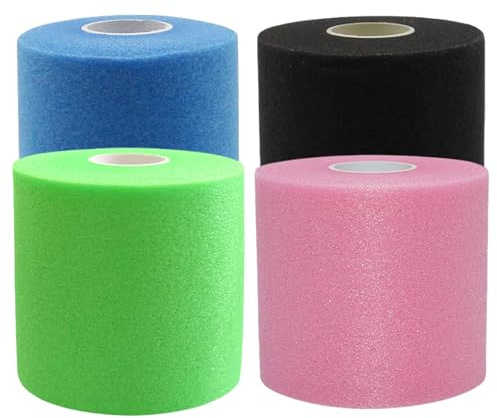 NIDONE Prewrap Idrottsbandage 4 rullar 7,1 cm x 10 meter svampstötdämpande bandage Multifärg Idrottsbandage Hårband för sport för kvinnor och män