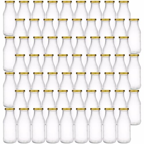 Flaskland 56 glasflaskor 250 ml inkl. Twist-Off-lock och bred öppning, juiceflaskor, perfekt för fyllning av varma och kalla juicer, smoothie, mjölk, te, dressing eller såser | Tillverkad i Tyskland