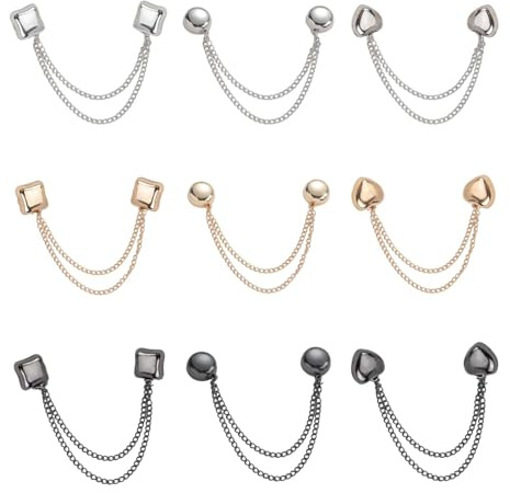 9 Piezas Botones Magneticos para Ropa, Clips Magnéticos para Ropa con Cadena, Clips Pantalon con Botón Imán Fuerte, Adecuados para Ajustar, Ropa, Hijab, Pantalones, Cárdigans, Puños (3 Colores)