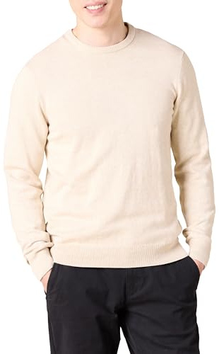 Amazon Essentials Suéter de cuello redondo para hombre (disponible en tallas grandes y altas), color avena jaspeado, talla S