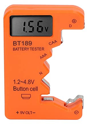 Comprobador de Batería Probador de Capacidad Medidor de Duración de la Batería Pantalla Digital Herramienta de Prueba de Batería para AA AAA 6F22 9V 1.5V (Naranja)