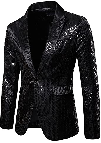 NUSGEAR 2023 Blazer hombre Traje lentejuelas Chaqueta Abrigo otoño invierno Botones Fiesta Elegant Manga Larga Casual Moda Original Blazer Slim fit Clásica Rompevientos Club Cómodo Outwear parka