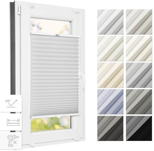 Estika Thermo Plissee ohne Bohren 115 cm x 80 cm - Weiß - Bruchfeste Klemmhalter, Plissee klemmfix, Rollos für Fenster ohne Bohren, Jalousien Fenster für innen, Raffrollo, Fenster plissee