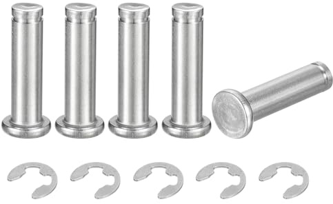 sourcing map Set di 5 anelli di fissaggio per albero cilindrico M8 x 30 mm, in acciaio inossidabile 304, perno di posizionamento cilindrico a testa piatta con anello di fissaggio con clip E, argento