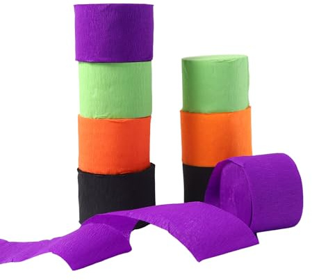 8 Rolls 25mx4.5cm Crepe Paper Streamers Party Streamers for Birthday Party Wedding Decorations (Halloween)