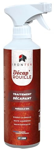 Décapant Rouille Gel Métal 500ml | IRONTEK | 1 Flacon | Dissout Rapidement la Rouille, Formule Haute adhérence, Non Inflammable, Compatible Peinture et Caoutchouc, Usage Facile Auto Moto