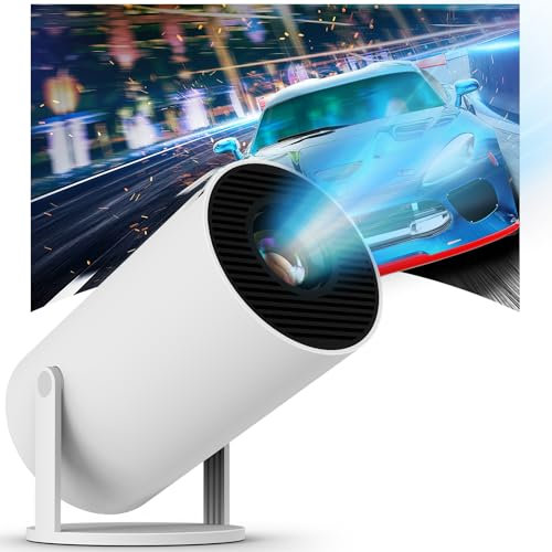 Mini Proyector Portátil con Android 11 Auto Keystone - WiFi 2.4G/5G, BT 5.4, Pantalla de 130 Pulgadas, Giratorio 180°, Cine en Casa para HDMI/USB
