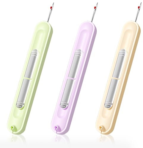 Carreneu 3 Stück 2 in 1 Nadeleinfädler Nahttrennwerkzeug,Nadeleinfädler,Fadeneinfädler Für Nadeln,Nadeleinfädler Einfädelhilfe,Nahttrenner,Einfädelhilfe für Handnähen,Stricken,Handwerk,Quiltzubehör