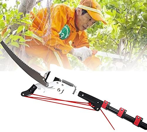 JXYQ Tree Trimmer Pole Manual Pruner Cutter Set Extendable HeightAdustable System, Tree Loppers Pruners/Saw Extendable Bypass Garden Tools Lopper (24ft/7.2m)