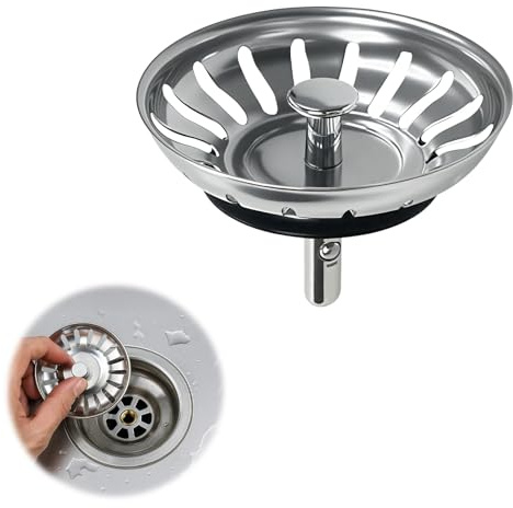 DmDoyy Tapon Fregadero Cocina, 80mm Universal Colador Tapón Desagüe Fregadero, Tapón Desagüe Acero Inoxidable, para Fregaderos De 79-83 mm