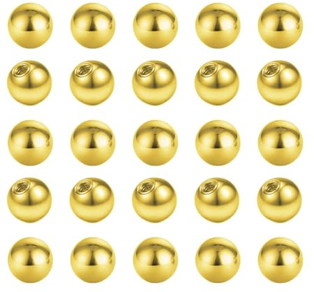 Besyvvin 16G 14G 3/4/5/6 mm Piercing Ball 25 st guld piercingbollar ersättning för piercingboll för piercing labret Monroe Tragus Helix örhänge, bar bröstvårta snäcka tungpiercing, Rostfritt stål