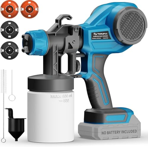 Tilswall Pistola per Verniciare, Pistola a Spruzzo Elettrica HVLP con 4 Ugelli & 3 Modalità, Compatibile con Makita 18V (Batteria Non Inclusa), Leggera (0.7kg), Ideale per Mobili & Pareti