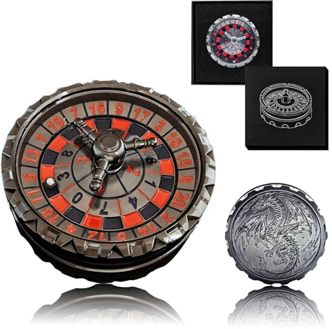 FLUEFOWL Roulette Spinner for DND Dice Set, Dragon Metal D&D Dice With Gift Case for DND Game, RPG Role Playing Table Game Gifts (Black-red)
