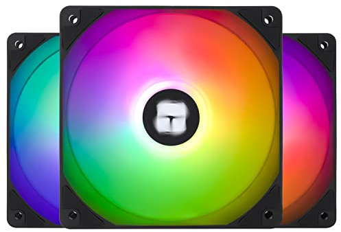 TR-Termisk TL-C12C-S X3 120 mm CPU PWM ARGB-fläkt, 1 550 RPM tyst kylning, svart CPU-fläkt 3-pack, kan parkopplas med chassi/CPU-kylare