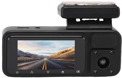 ASHATA Cámara de Tablero de 3 Canales, 1080p 170 ° DVR Interior del Automóvil Trasero Delantero de Amplio ángulo con Modo de Control de la Aplicación de Pantalla de 2.0 Pulgadas Modo