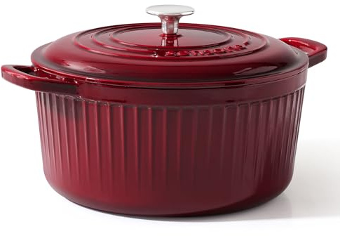 SENSARTE Enameled Cast Iron Dutch Oven 6.5 Quart Nonstick Casserole Cooking Pot with Lid Dual Handles Non-toxic Cooking Pot for Baking, Stews, Braising, Roasting, Oven Safe up to 500°F, Stovetop Compatible