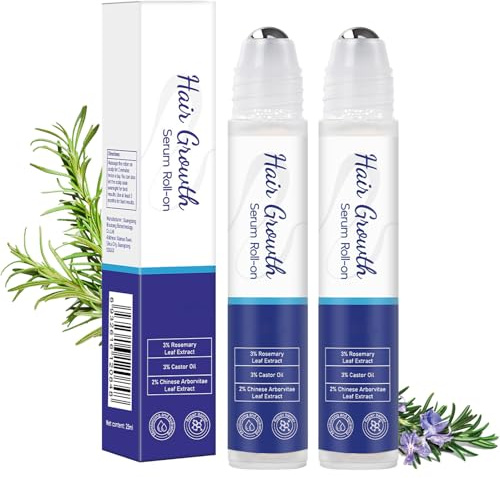 Rosmarin Haarwachstumsserum Roll On, 2 Stück Rosemary Hair Growth Serum, Haarserum gegen Haarausfall für Frauen & Männer, Haarwachstum Serum, Pflegendes Kopfhautserum für alle Haartypen